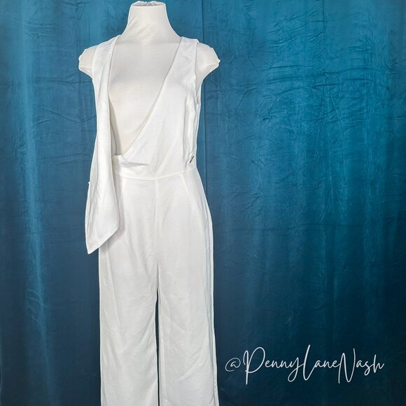 ZARA with Asymmetric Crepe Vest Jumpsuit Ecru - Picture 4 of 11